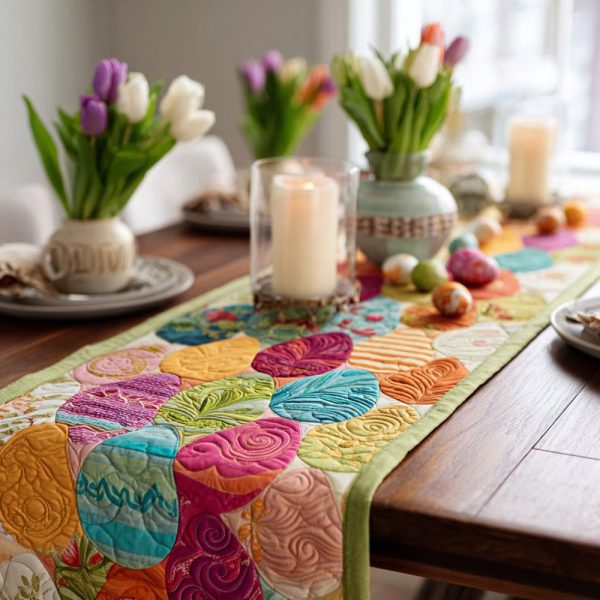Egg Mosaic Quilted Table Runner