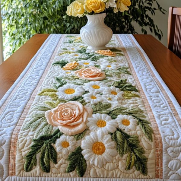 Elegant Blooms Quilted Table Runner