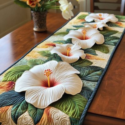 Elegant Blossoms Quilted Table Runner