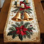 Elegant Holiday Bells Quilted Table Runner