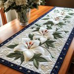 Elegant Lilies Quilted Table Runner