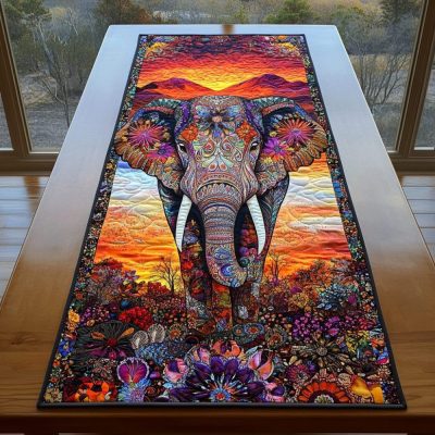 Elephant Majesty Quilted Table Runner