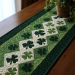 Emerald Clover Grace Quilted Table Runner