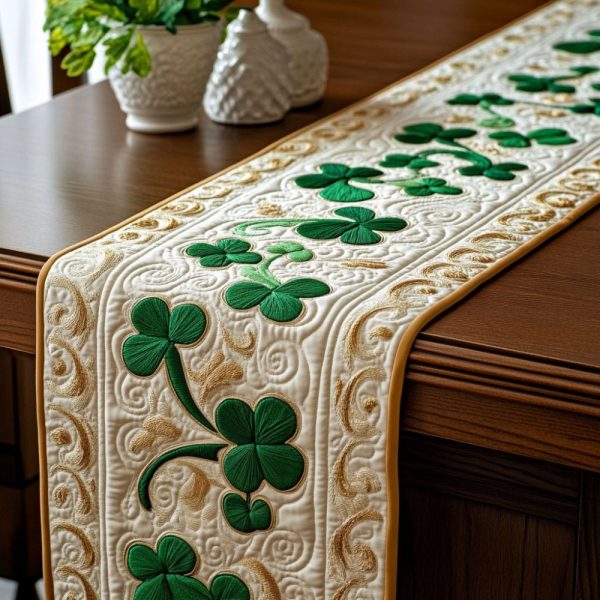 Emerald Whimsy Quilted Table Runner