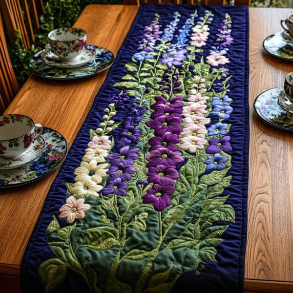 Enchanted Delphinium Quilted Table Runner