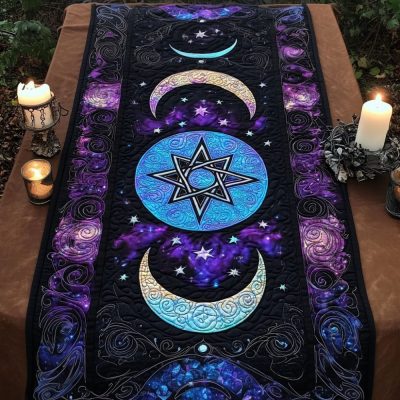 Enchanted Lunar Star Quilted Table Runner