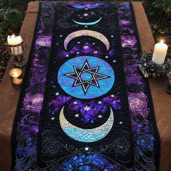 Enchanted Lunar Star Quilted Table Runner