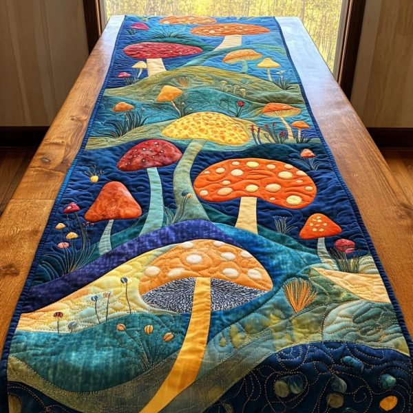 Enchanted Mushroom Quilted Table Runner