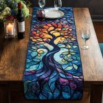 Ethereal Tree Of Colors Quilted Table Runner
