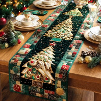 Evergreen Glow Quilted Table Runner