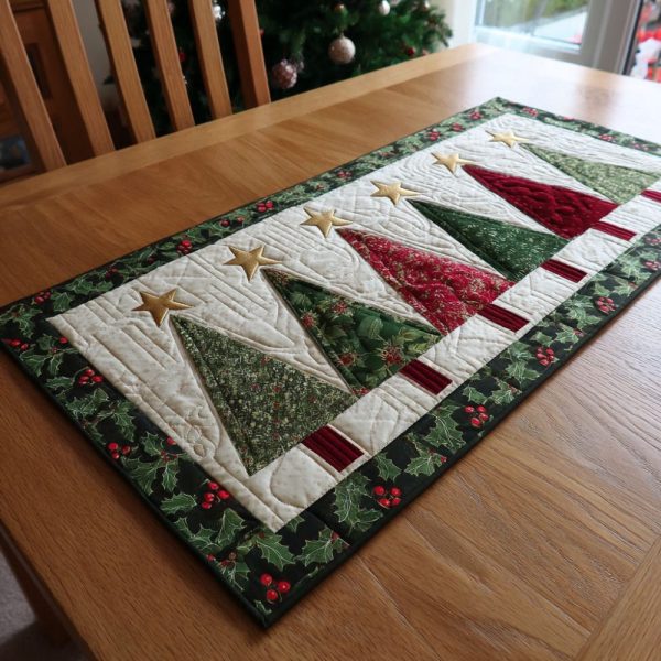 Evergreen Grace Quilted Table Runner