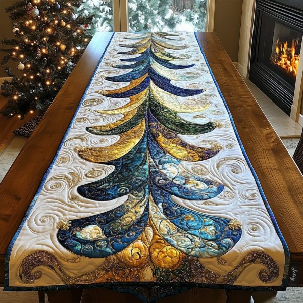 Evergreen Sparkle Quilted Table Runner