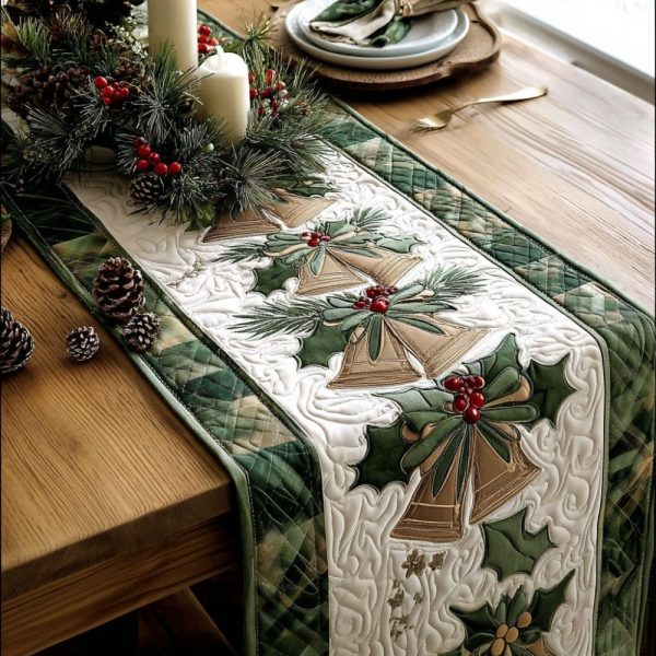 Evergreen Symphony Quilted Table Runner