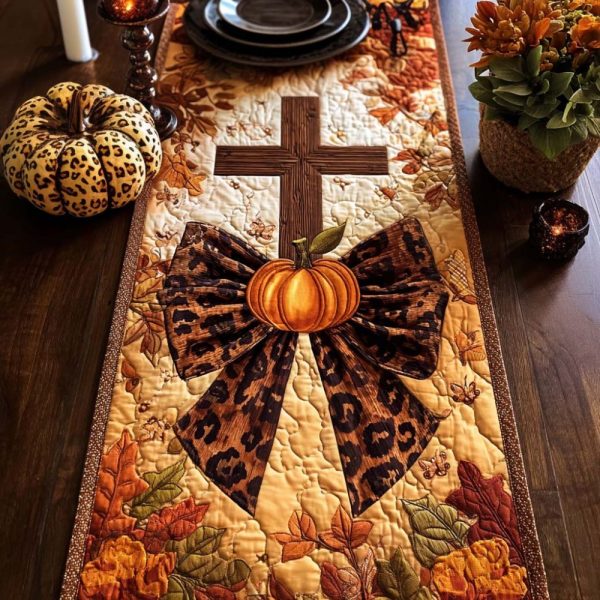 Fall Cross Spirit Quilted Table Runner