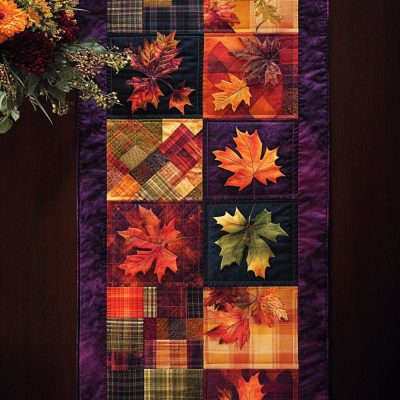 Fall Leaf Delight Quilted Table Runner