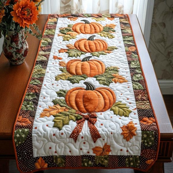 Fall Rustic Heart Quilted Table Runner