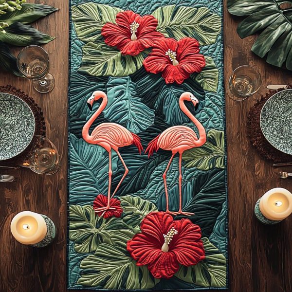 Fancy Flamingo Quilted Table Runner
