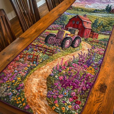 Farm Tractor Path Quilted Table Runner