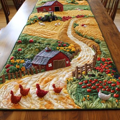 Farmyard Day Quilted Table Runner
