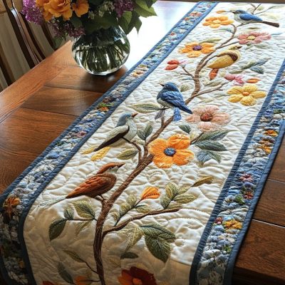 Feathered Beauty Quilted Table Runner