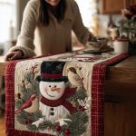 Feathered Frosty Quilted Table Runner