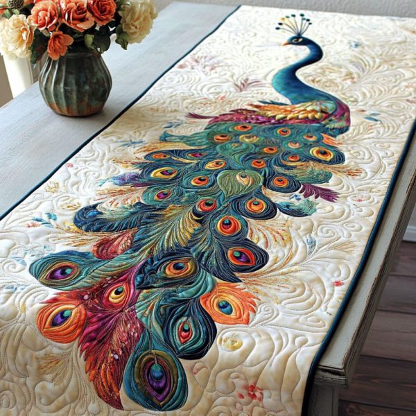 Feathered Grace Quilted Table Runner