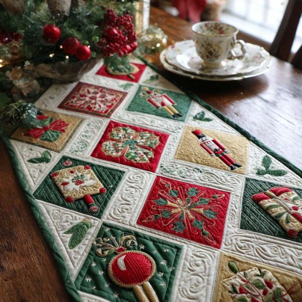 Festive Drumbeat Quilted Table Runner
