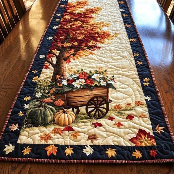 Festive Pumpkin Quilted Table Runner