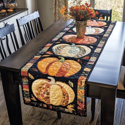 Festive Pumpkin Quilted Table Runner