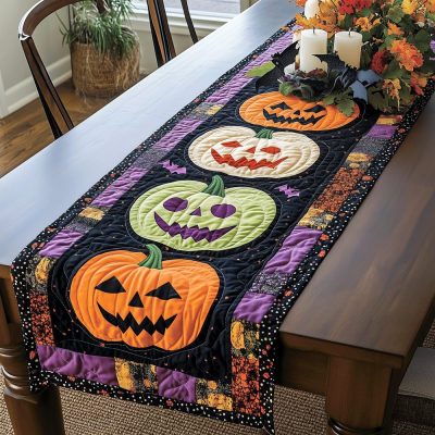 Festive Pumpkin Quilted Table Runner