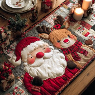 Festive Red Nose Quilted Table Runner