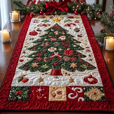 Festive Sparkle Quilted Table Runner
