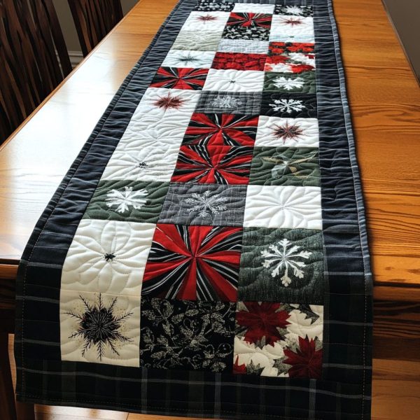 Festive Winter Wonderland Quilted Table Runner