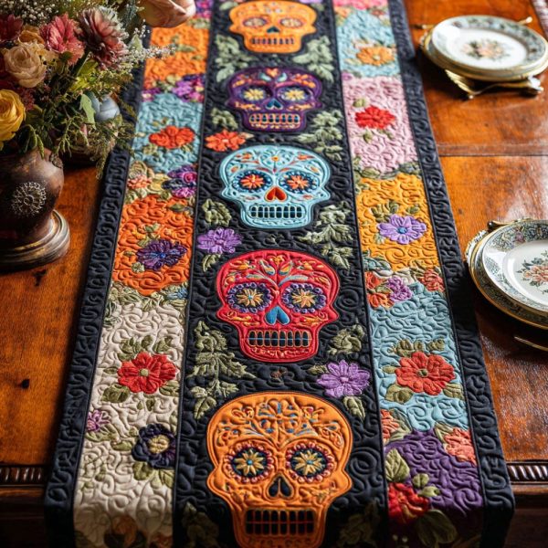 Fiesta Skull Quilted Table Runner