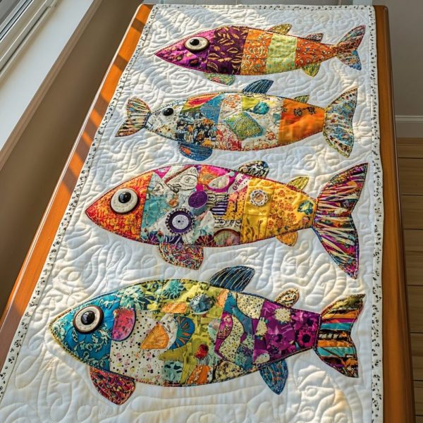 Fish Life Quilted Table Runner