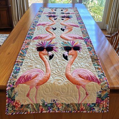 Flamingo Vibes Quilted Table Runner