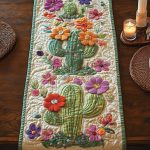 Floral Cactus Quilted Table Runner