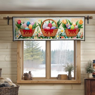 Floral Easter Baskets Quilted Valance