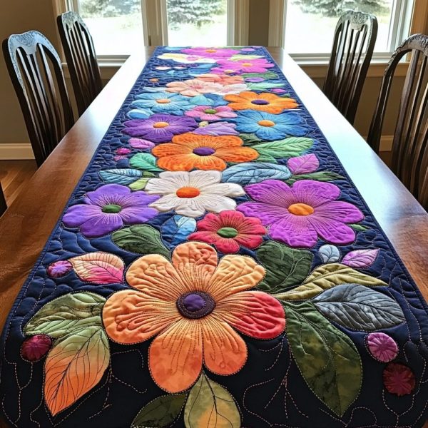 Floral Elegance Quilted Table Runner