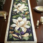 Magnolia Flower Quilted Table Runner