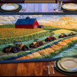Floral Farm Tractor Quilted Table Runner