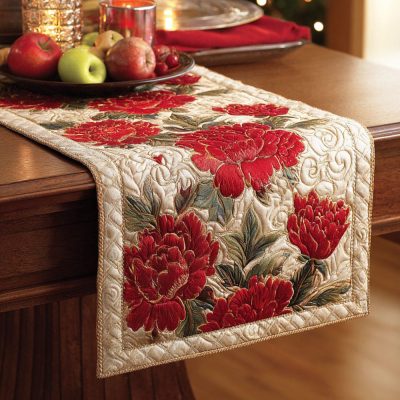 Floral Harmony Quilted Table Runner