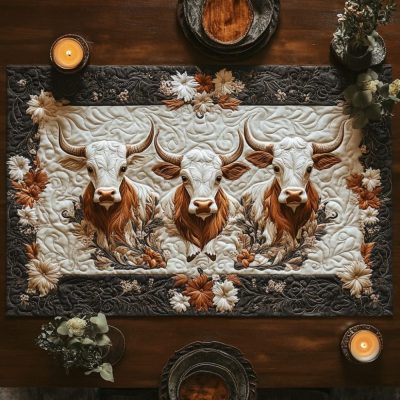 Floral Herd Quilted Table Runner