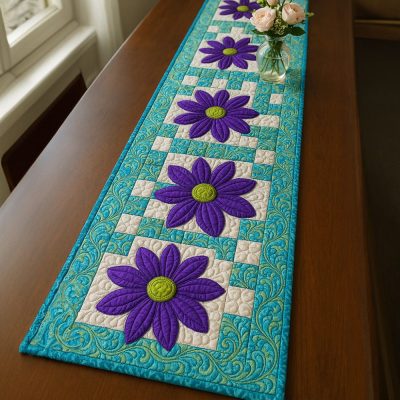 Floral Radiance Quilted Table Runner