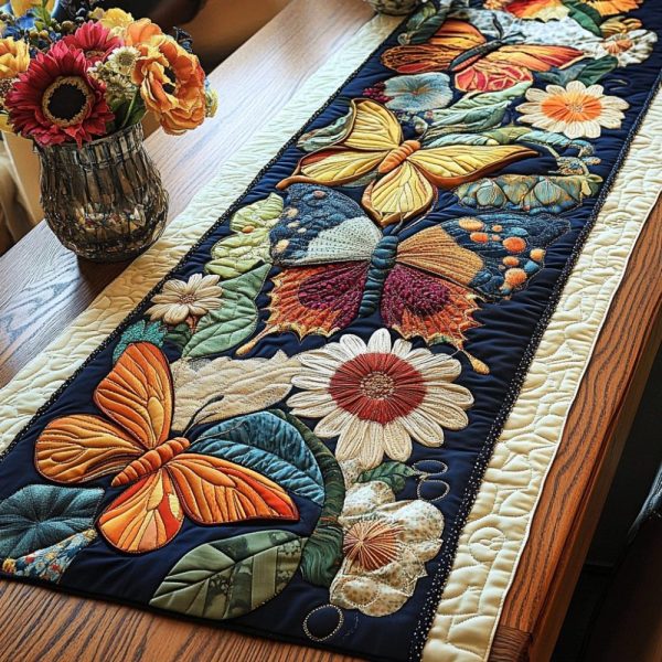 Floral Symphony Quilted Table Runner