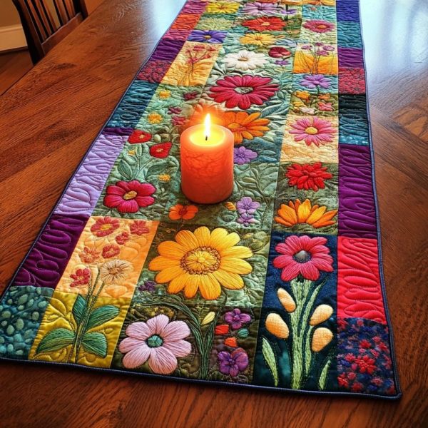 Flower Power Quilted Table Runner