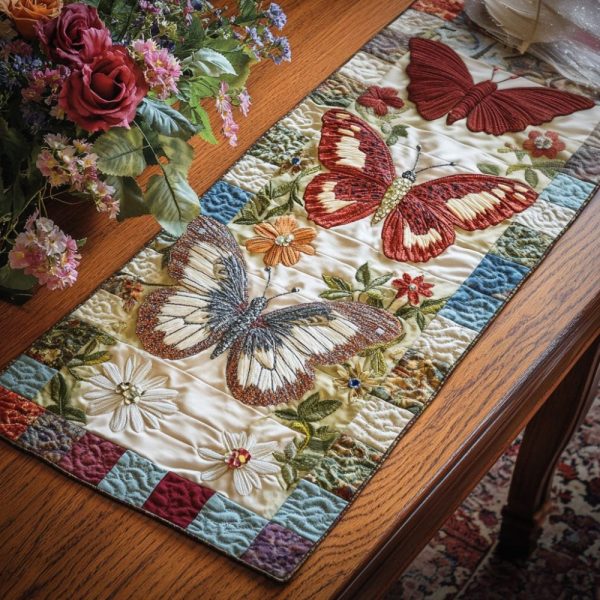 Fluttering Petals Quilted Table Runner