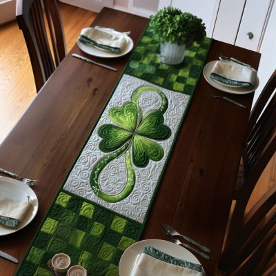 Four-Leaf Promise Quilted Table Runner