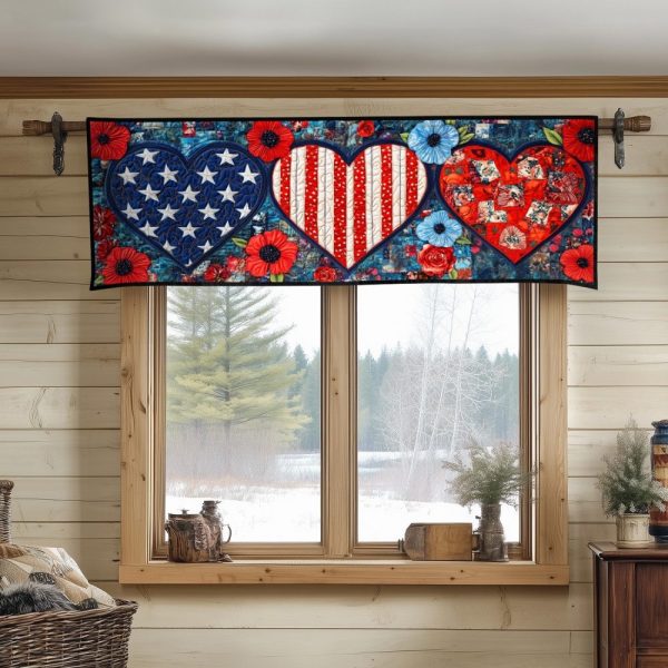 Freedom Hearts Trio Quilted Valance