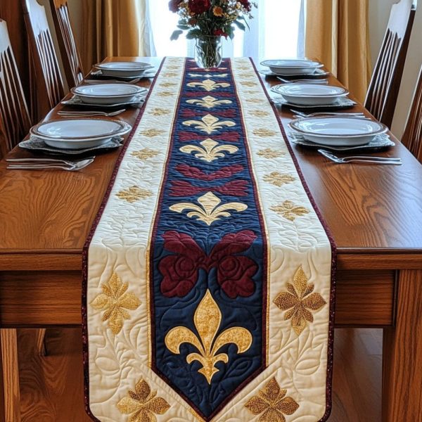 French Crest Quilted Table Runner